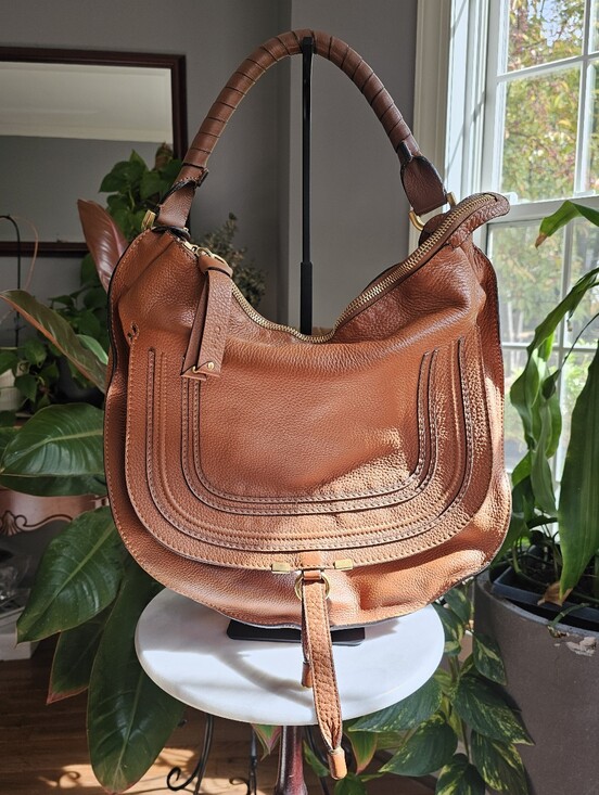 Chloe Handbags - Chloé Marcie Hobo Bag in Tan pebbled calfskin
